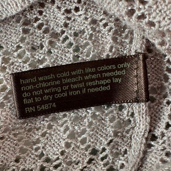 The Limited Silver Shimmery Open Knit Pullover Long Sleeve Layering Shirt S - Picture 5 of 6